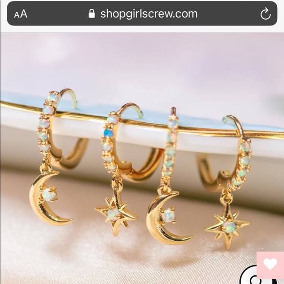 Starry Night Mini Gold Opal Hoops Earrings Huggies - Picture 4 of 16